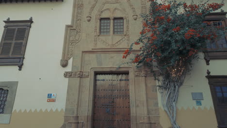 View of one of the doors of Christopher Columbus&#039; house in the Vegueta neighborhood, in the city of Las Palmas de Gran Canaria