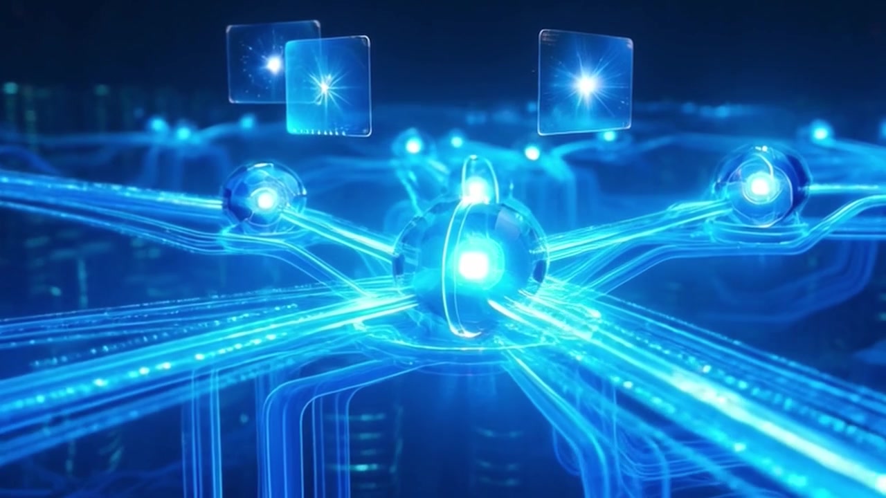 Digital Network Connection and Data Flow in Futuristic Cyber City