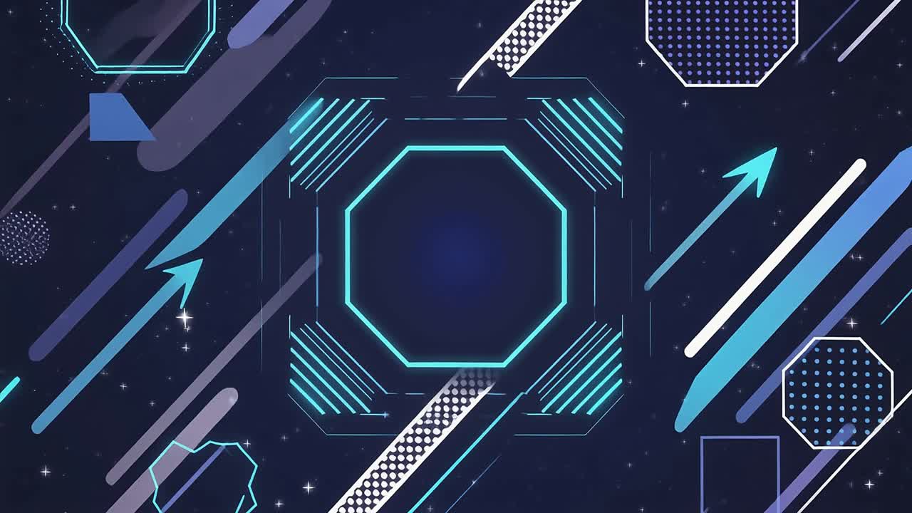 Animated Abstract Geometric Shapes on Digital Background