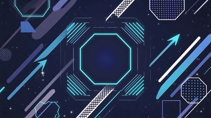 Animated Abstract Geometric Shapes on Digital Background