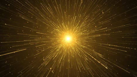 los gráficos de movimiento muestran partículas de oro que emiten una luz de fondo oscura.