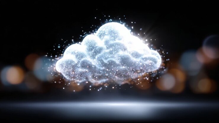 A Stunning Visualization of a Magical, Sparkling Cloud Illuminated with Radiant Light Captured in Two Dynamic Frames