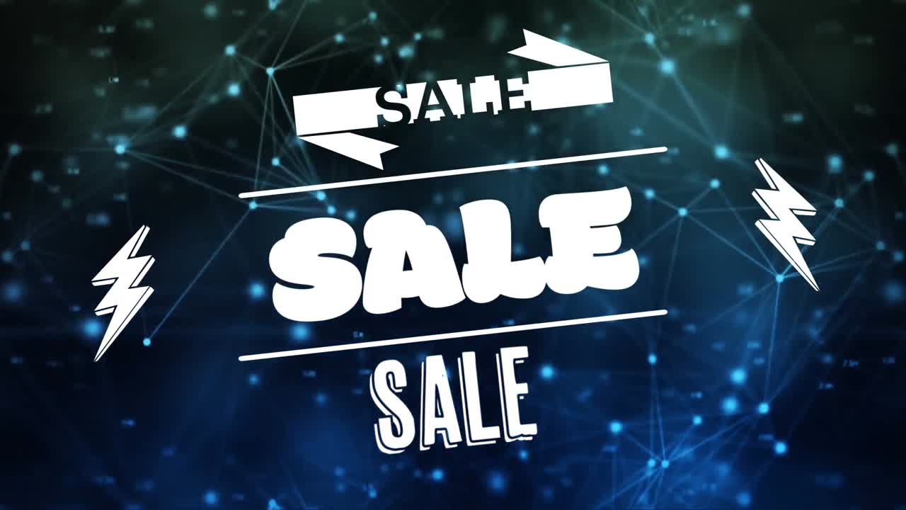 검은색 배경에 판매 텍스트의 애니메이션