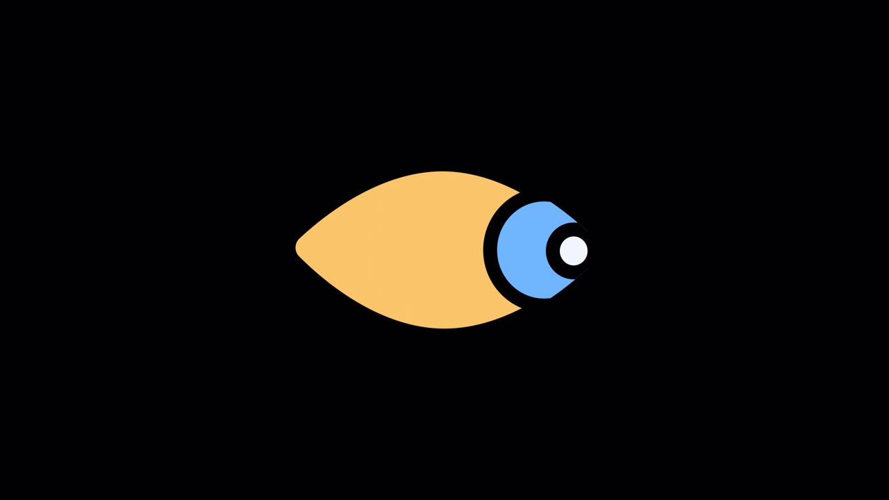 Animated Eye Icon Blinking and Looking Around on Black Background