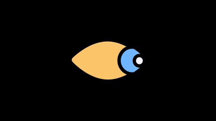 Animated Eye Icon Blinking and Looking Around on Black Background