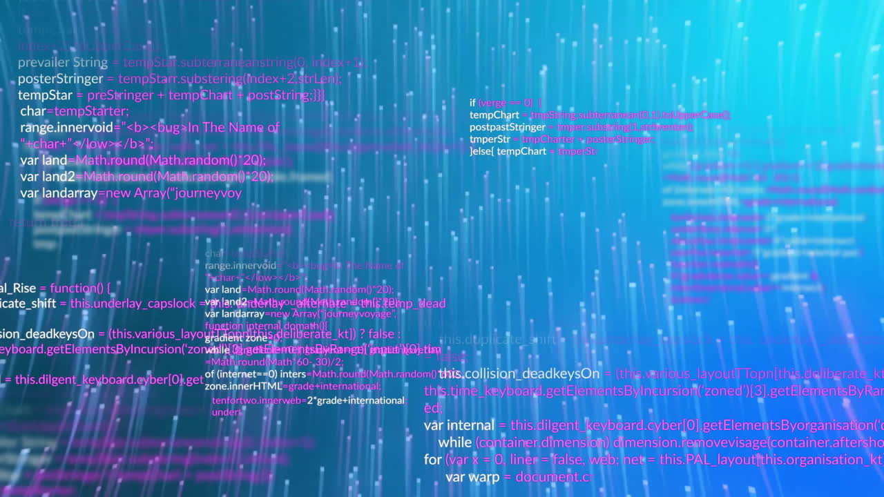 animación del procesamiento de datos sobre formas azules