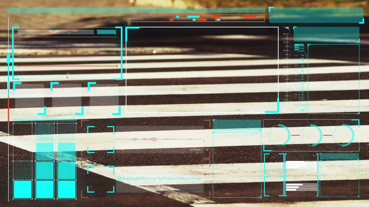 animación del procesamiento de datos sobre personas que caminan en la ciudad