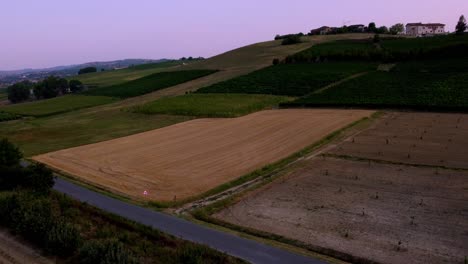 Drone-Elevándose-Alto-Revelando-Viñedos-De-Castagnole-Delle-Lanze-En-Piamonte,-Italia