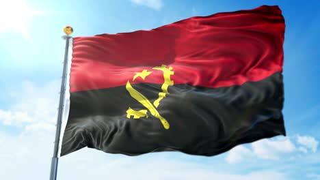 bandera de angola bucle sin costuras vídeo de renderización 3d. hermoso bucle de tela textil agitando