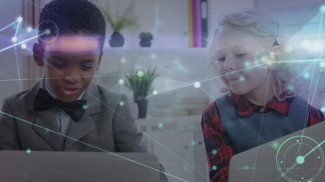 Animation of network of connections over schoolchildren using computer