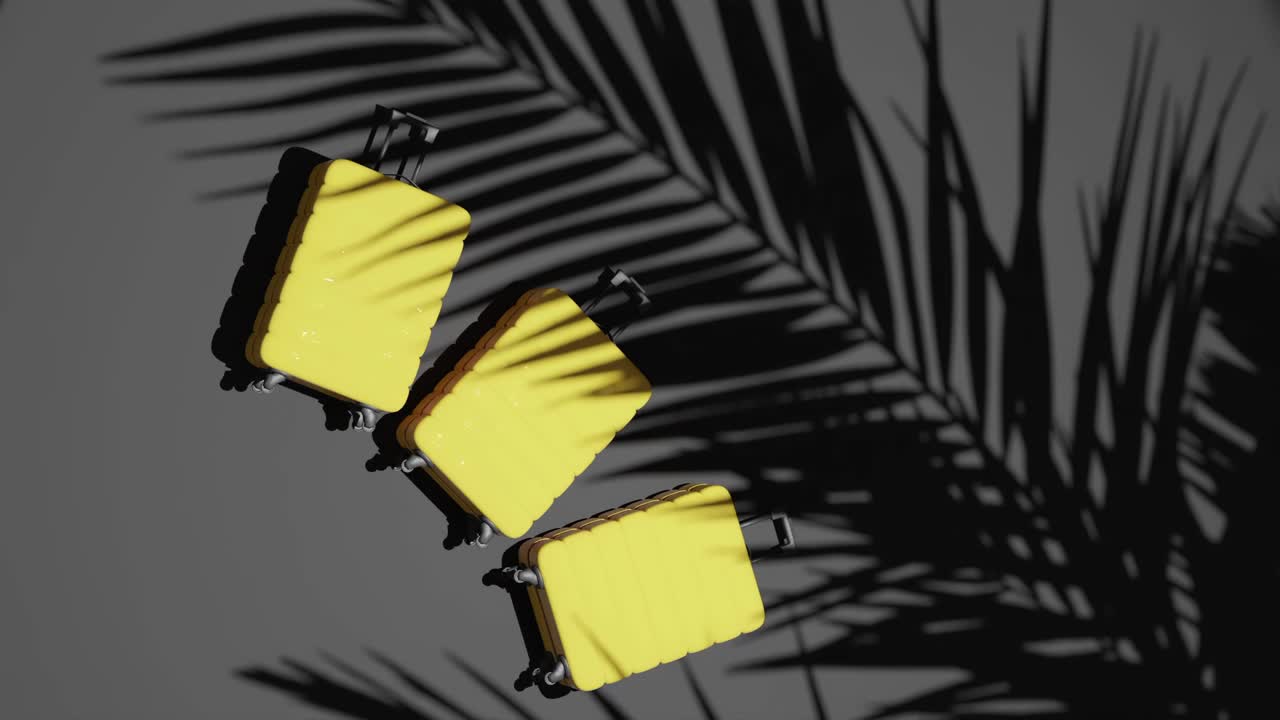 maletas en un fondo negro tropical vertical