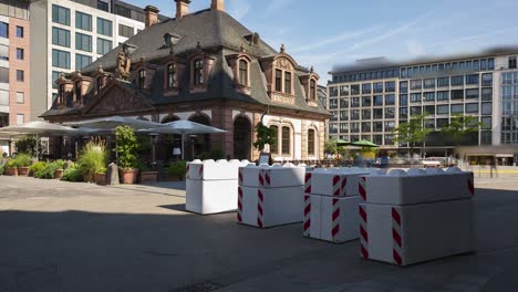 concrete bollards blocks in frankfurt germany - time lapse