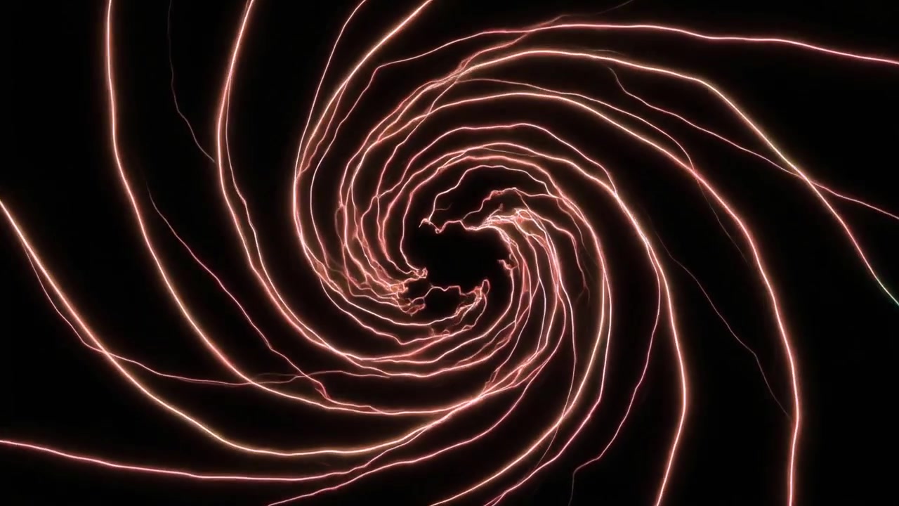 Abstract Glowing Red Energy Spiral Rotating on Black Background