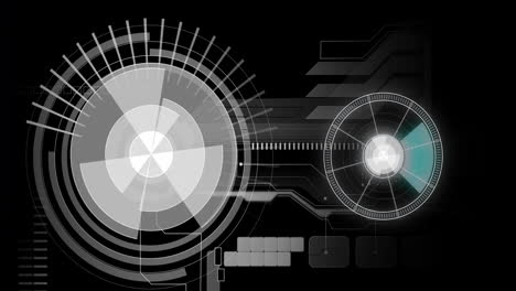 animación de escaneos y procesamiento de datos a través de una pantalla digital
