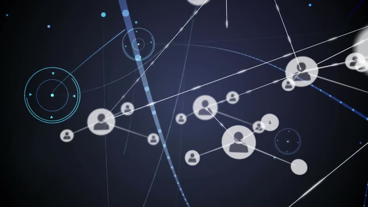 점들을 연결하는 프로필 아이콘의 애니메이션, 빛 으로 디지털 인터페이스에서 hud 처리