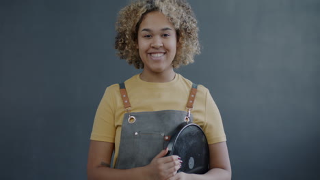 woman holding a pan