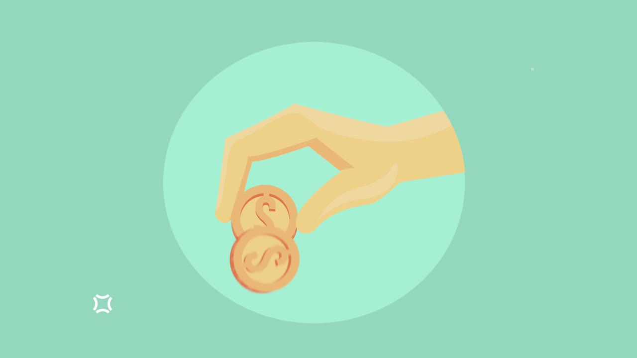 hand with coin dollar animation