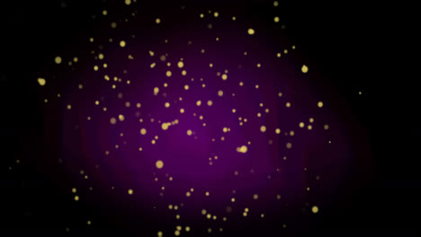 Animation-of-golden-dots-falling-on-purple-background