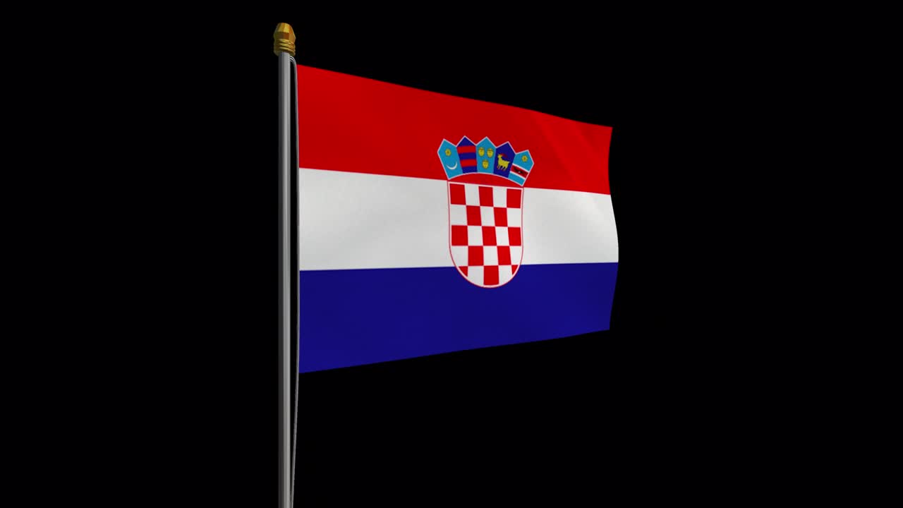 바람에 흔들리는 크로아티아 국기 - alphachannel_172.mov
