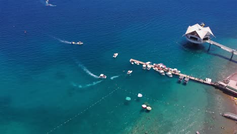 aerial view of a marina and resort