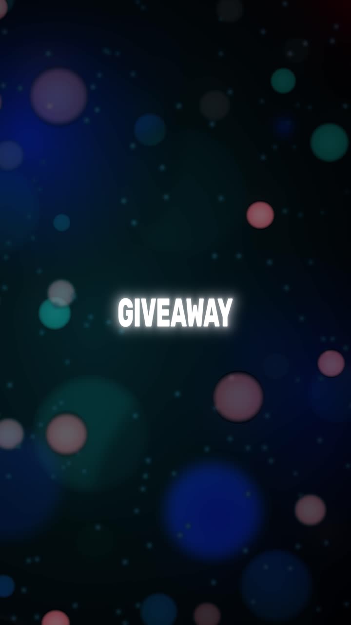 Giveaway call to action with vibrant flickering text over light bokeh particles for influencer rewards and brand loyalty2