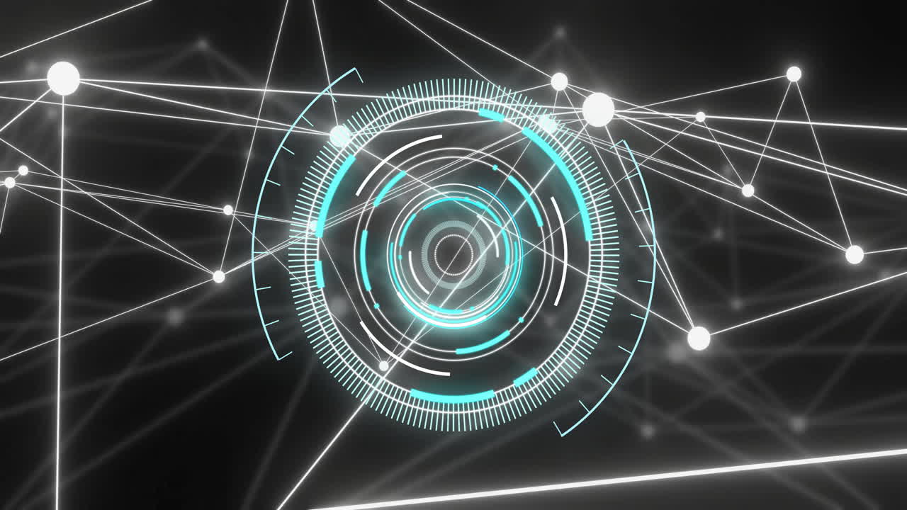Animation of scope scanning and connections on black background