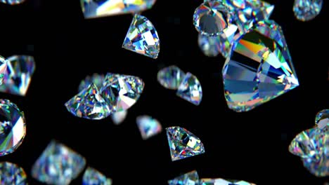 queda de diamantes de luxo com fundo em câmara lenta 4k