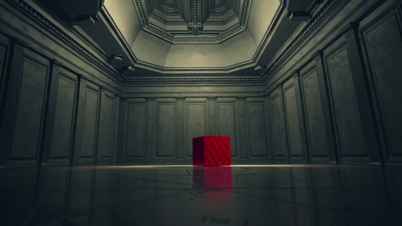 빨간 큐브 를 가진 대형 홀
