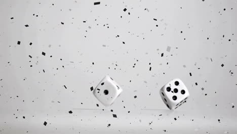 animation of confetti falling over dices