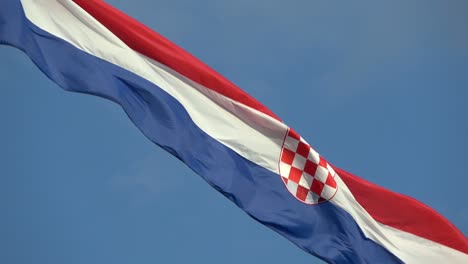 4k. croatian flag waving in the wind. the tricolour flag