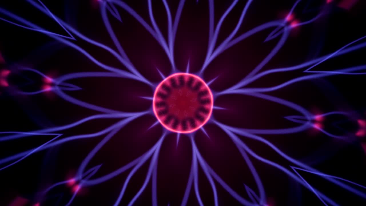 cambiando el fondo del caleidoscopio en colores neón generista de una bola de plasma