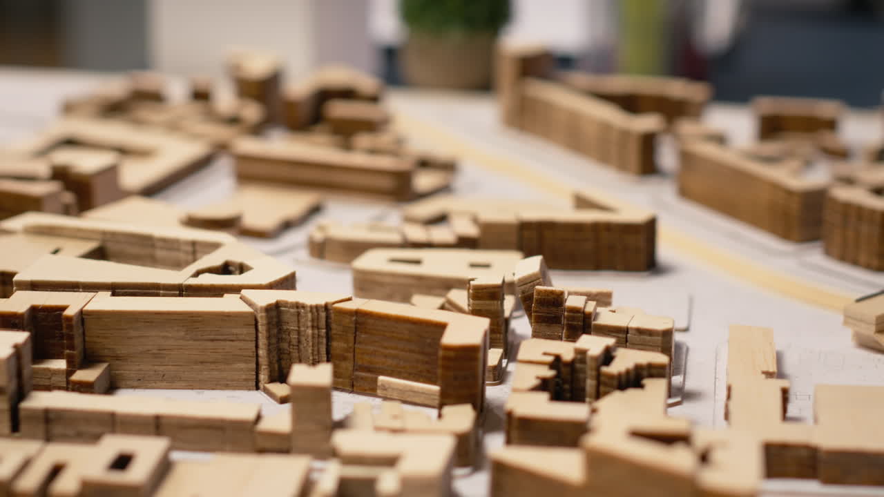 Vertical Video Close up of empty meeting space arranged for city planning strategies