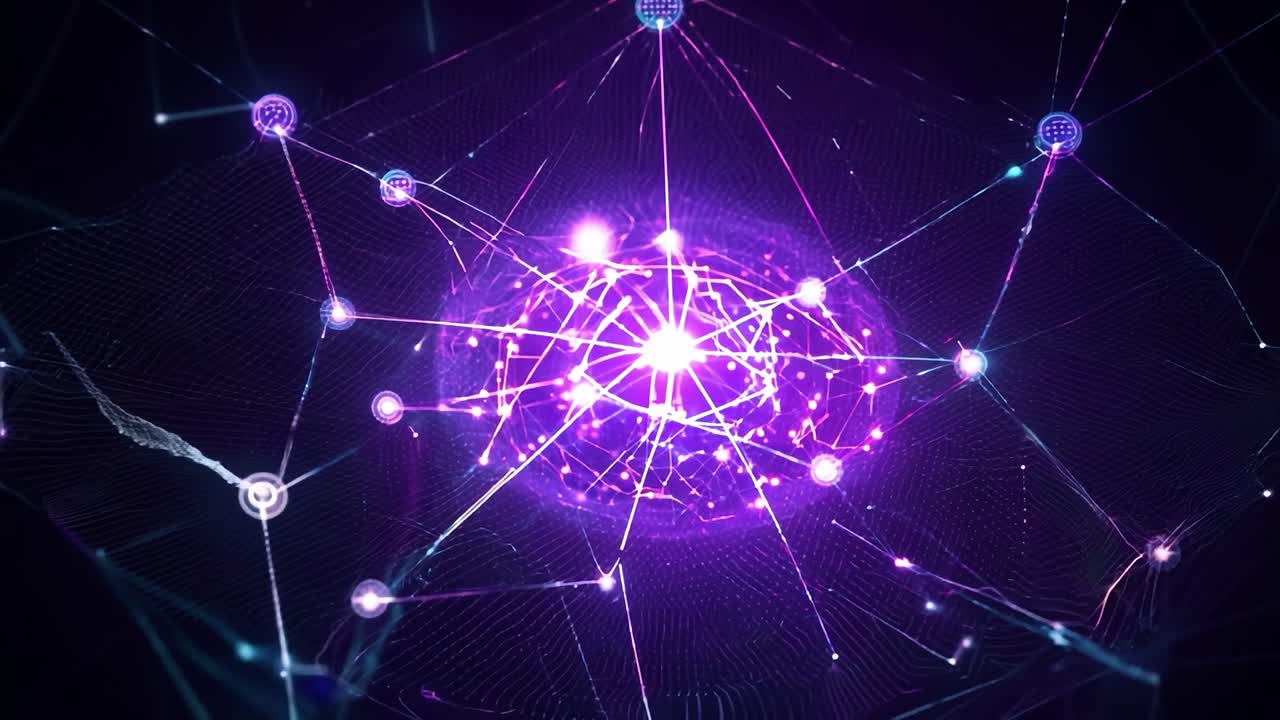 red digital abstracta con líneas y puntos brillantes