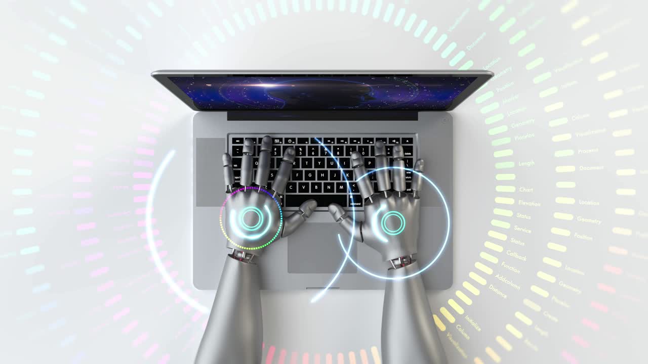 manos robóticas avanzadas que utilizan computadora portátil