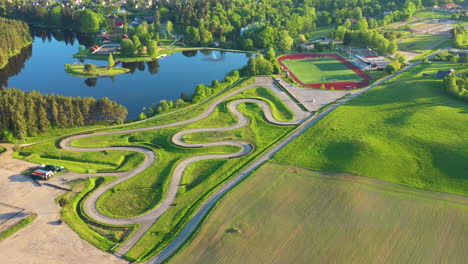 Aerial-View-of-Tepera-Autodroms-and-Sports-Complex-in-Smiltene,-Latvia