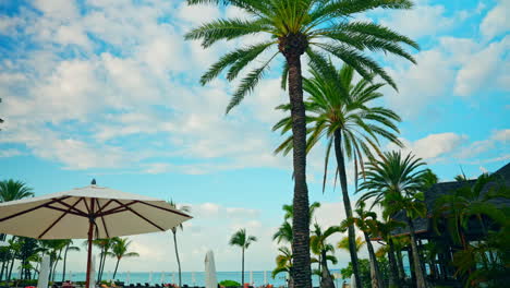 panoramic wide shot of tropical luxury beach resort