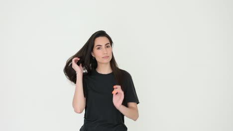 Woman in Black T-shirt Posing
