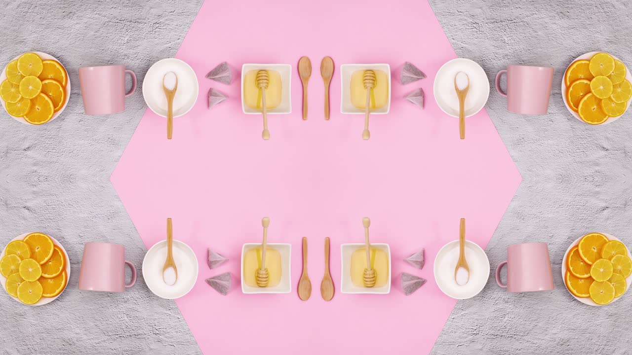 hacer que los utensilios y ingredientes del té se muevan en la mesa. detenga el movimiento