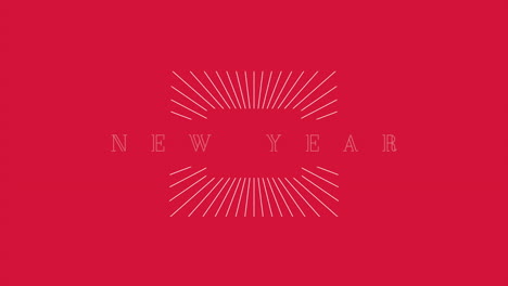 happy new year with white lines on red gradient