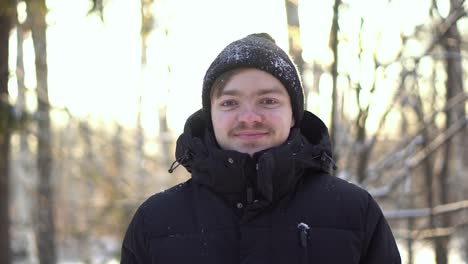 man in winter forest