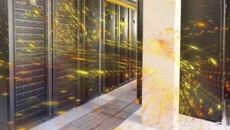 animation of light spots and trails over server room