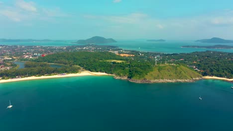 phuket island. tropical island with white sandy beach. beautifull, view from above. tropical island with sandy beach. thailand aerial