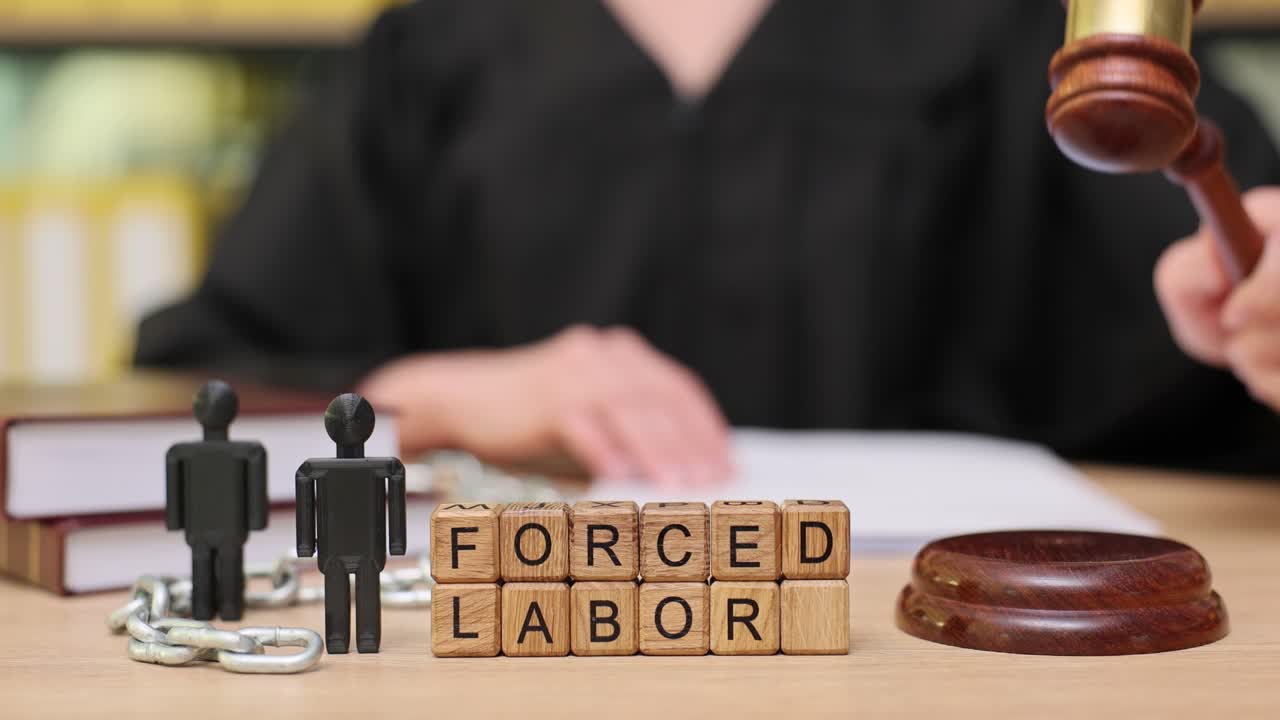 Forced Labor Concept with Judge and Gavel
