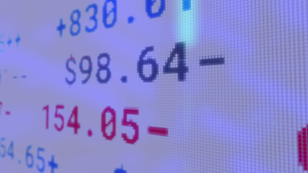 Animation of financial data processing on blue background