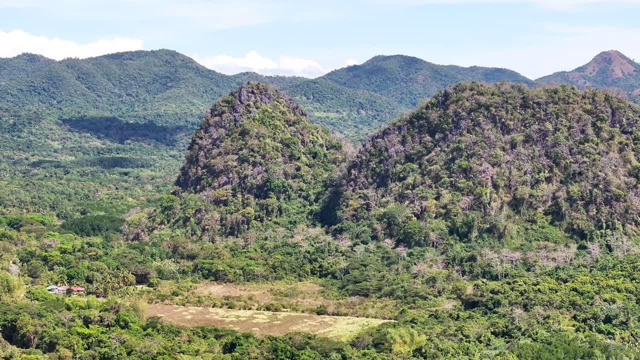 Mountain Ridges Covered With Rainforest In Busuanga Island, Philippines. Aerial Drone Shot