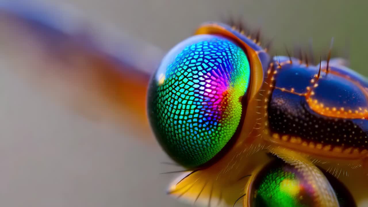 primer plano de un colorido ojo de insecto