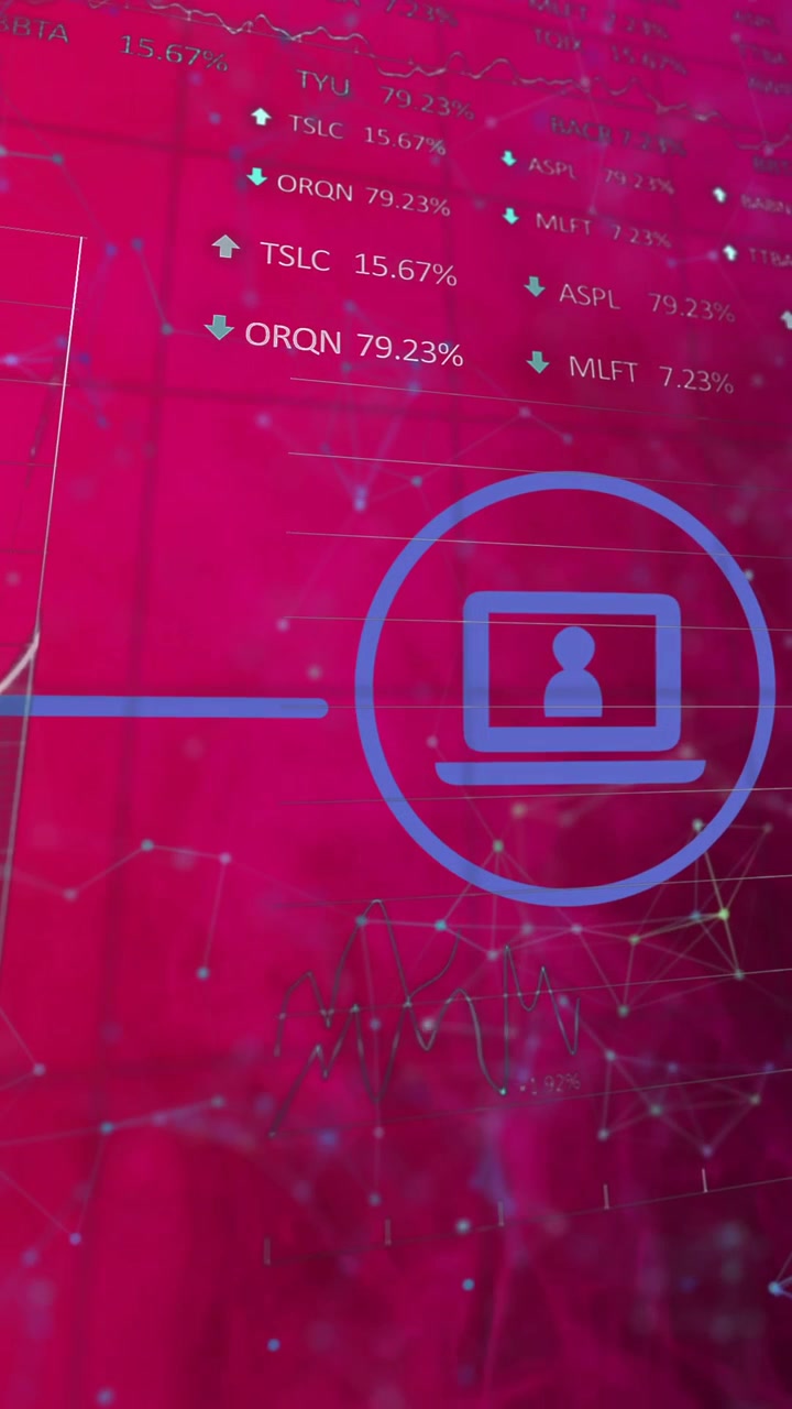 Digitalt netværk og databehandlingsanimation over abstrakt rød baggrund