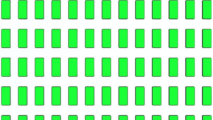 Many phones with green screens