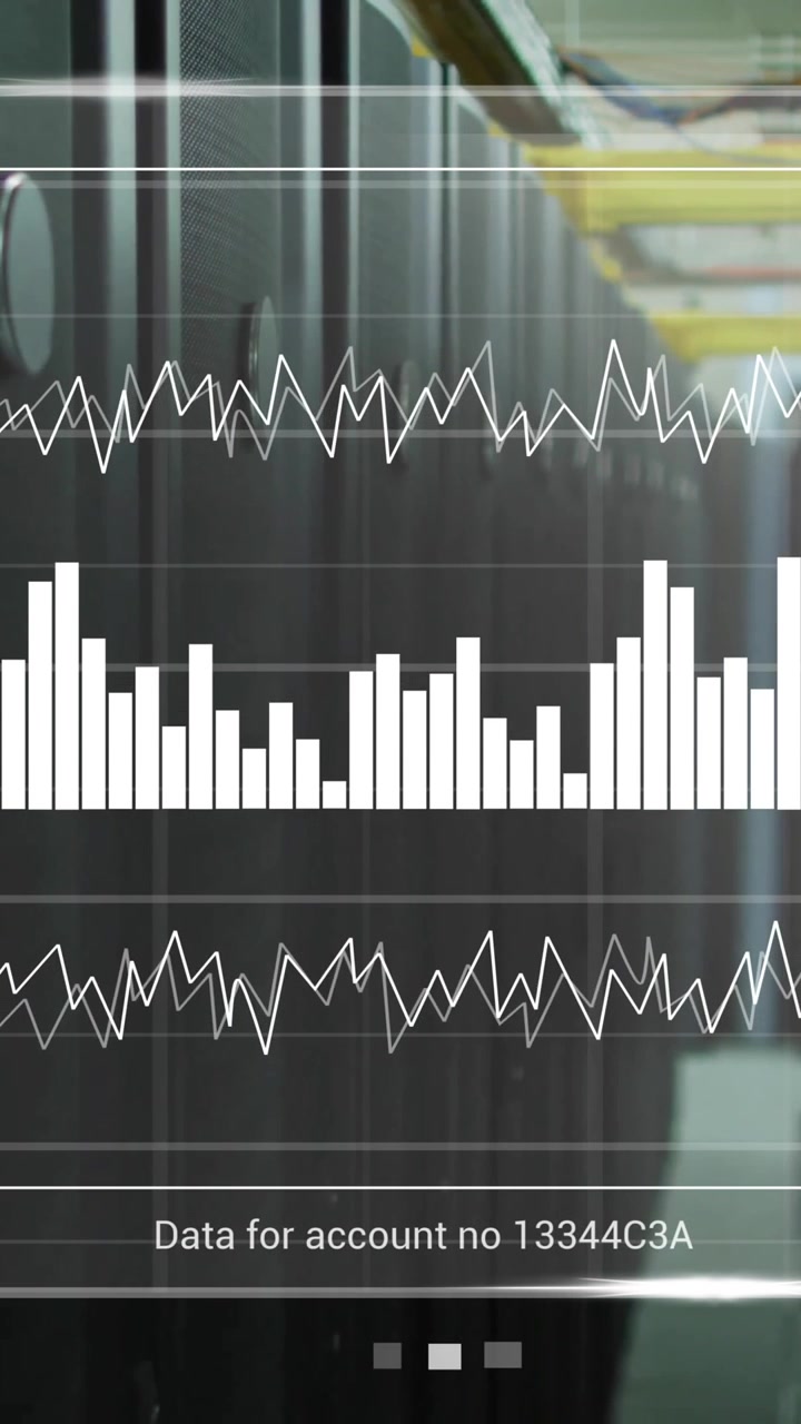 Animation of data processing over server room