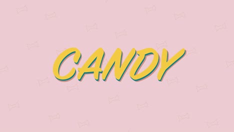 candy and sweets sign moving animation video. motion design intro or background. moving letters seamless and looping video with candies background